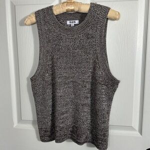 525 Demi knit vest, size L, brown/white marled, sleeveless, spring, 100% cotton